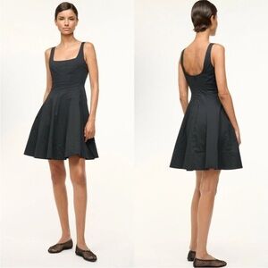 STAUD Wells Mini Dress Black Cotton Size 10
